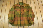 Vintage 1960s 1970s Wool Flannel Button Up Shirt Jacket Men's XL