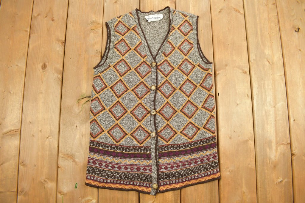 Vintage 1980s Norton McNaughton Knit Cardigan Sweater Vest