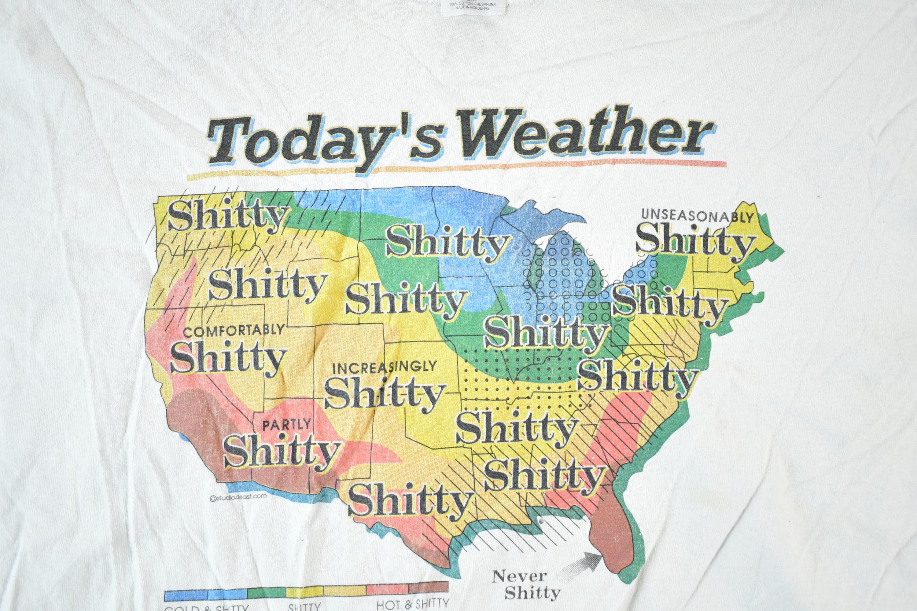 Vintage 1990s Todays weather Comedy Souvenir T-Shirt Mens XL