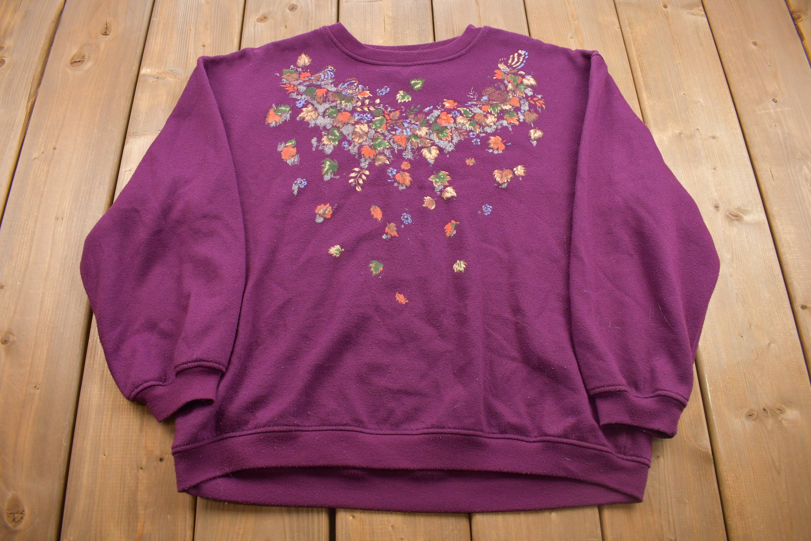 Vintage 1990s Basic Editions Floral Crewneck Sweatshirt