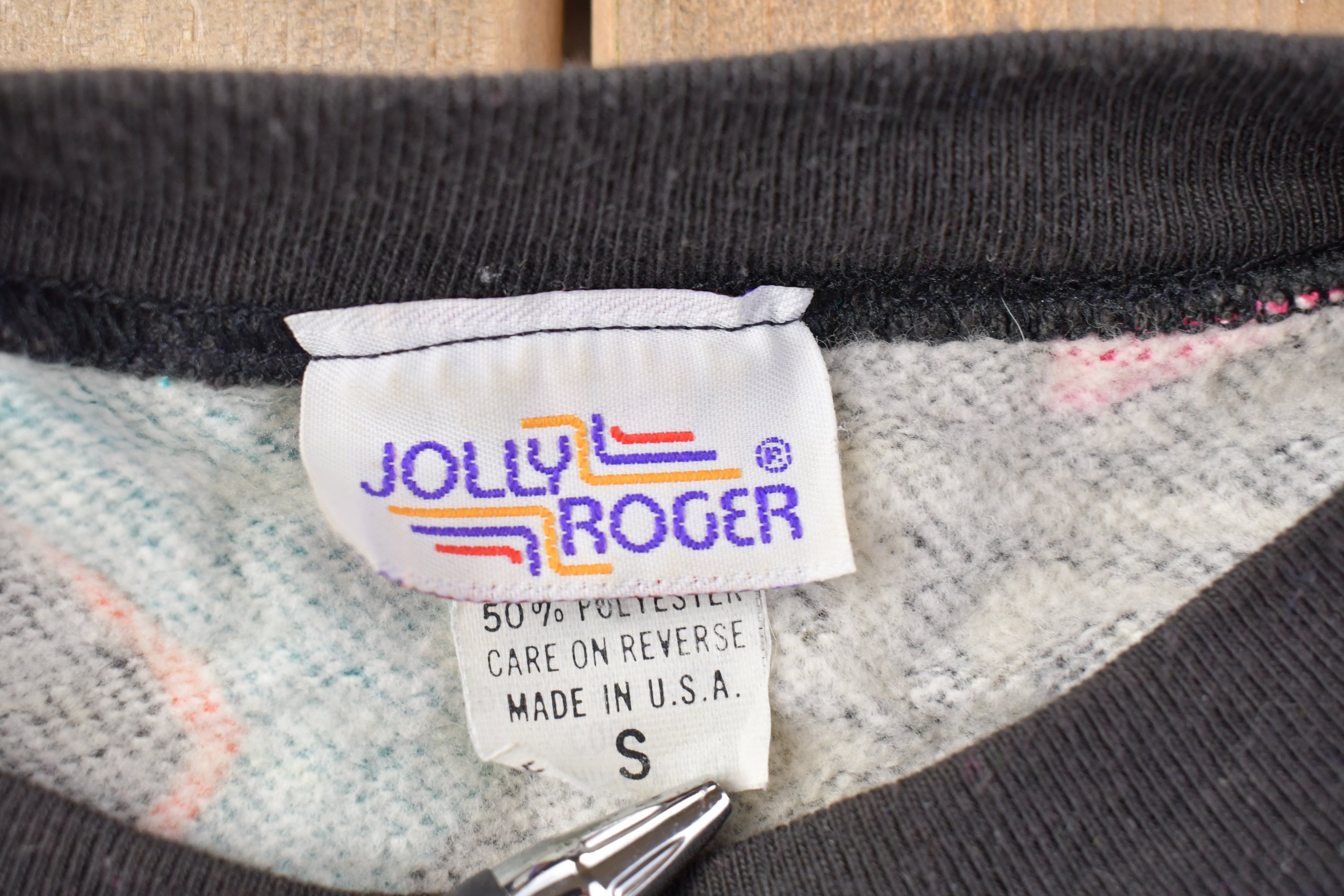 Vintage 1980s Jolly Roger Abstract Pattern Crewneck Sweatshirt