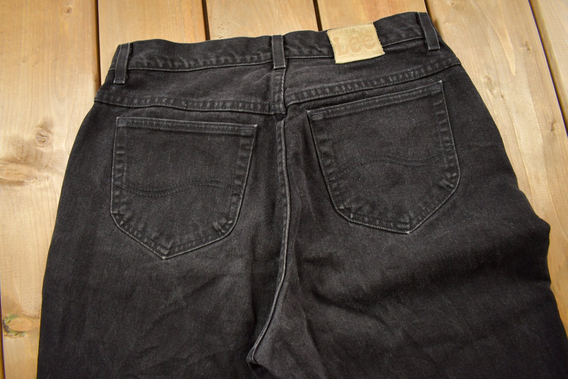 Vintage 1980s Lee Black Denim Women's Jeans Size 32 x 29