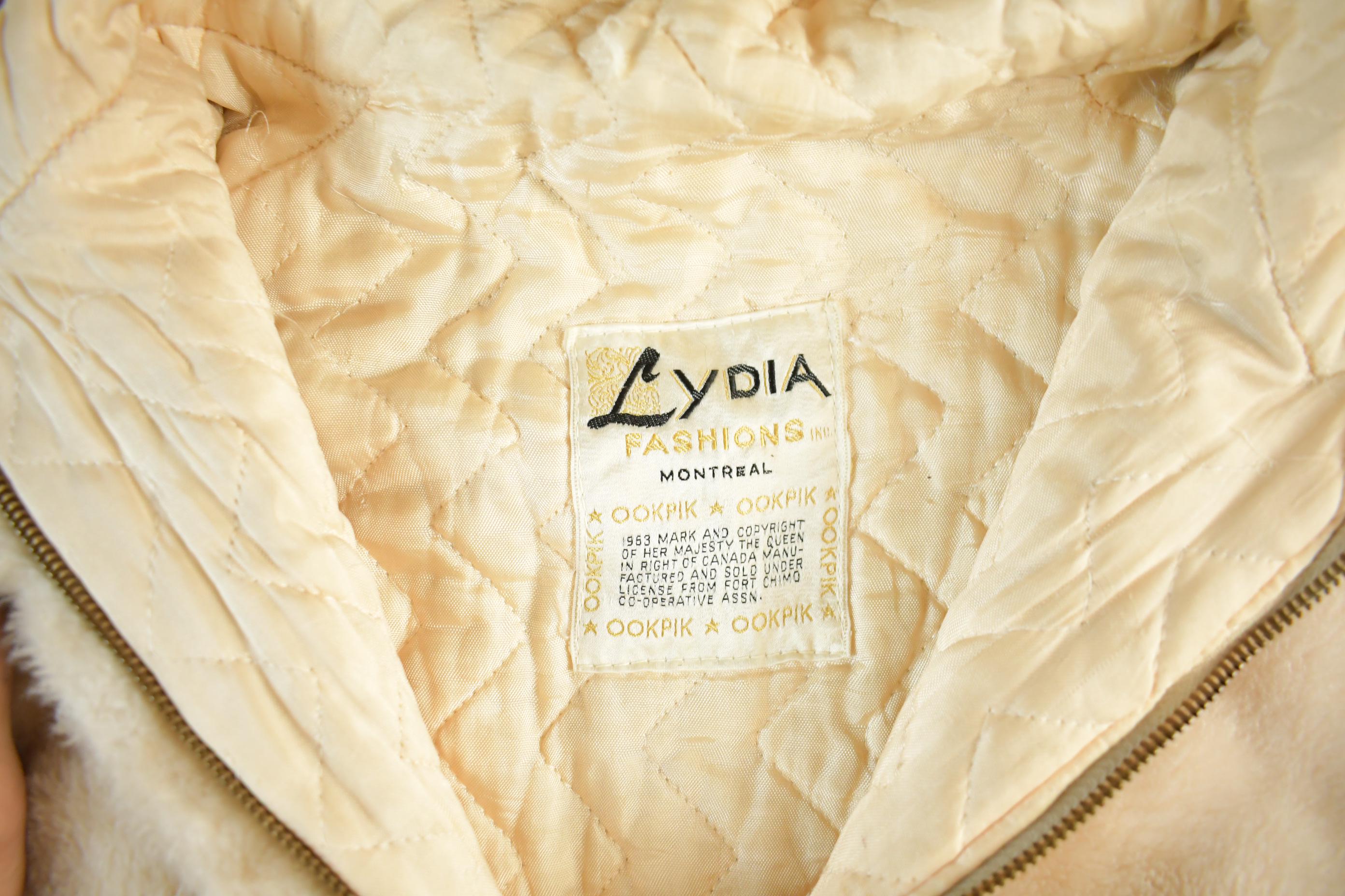 Vintage 1960s Lydia Fashions Tribal Art Fur Hooded Coat Women's M-L