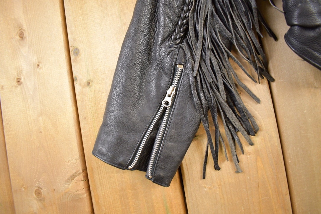 Vintage 1980s Addis Genuine Leather Biker Jacket
