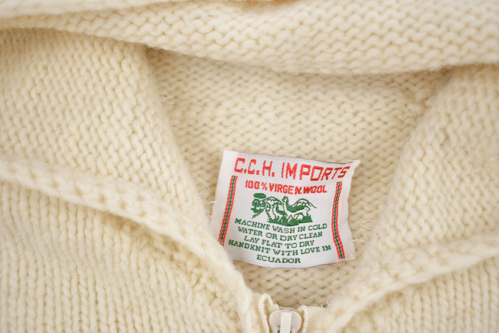 Vintage 1980s CC.H. Imports Virgin Wool Zip Up Aztec Graphic Dream Catcher Hoodie