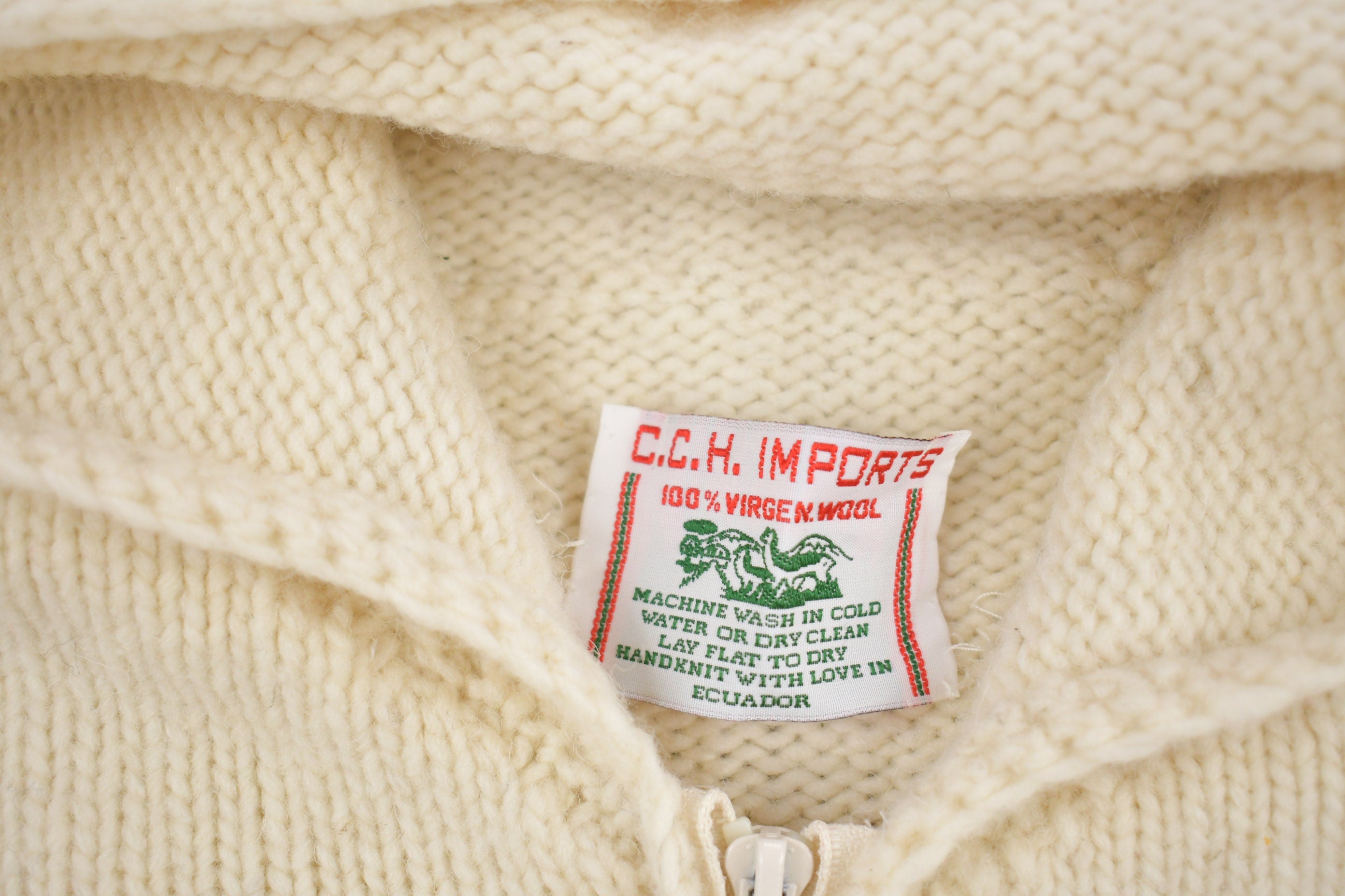 Vintage 1980s CC.H. Imports Virgin Wool Zip Up Aztec Graphic Dream Catcher Hoodie