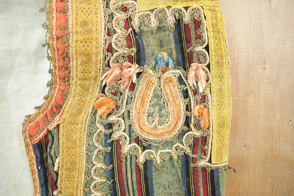 Vintage 1960s Folk Rainbow Silk Velvet Antique Romanian Hand Embroidered Folk Vest