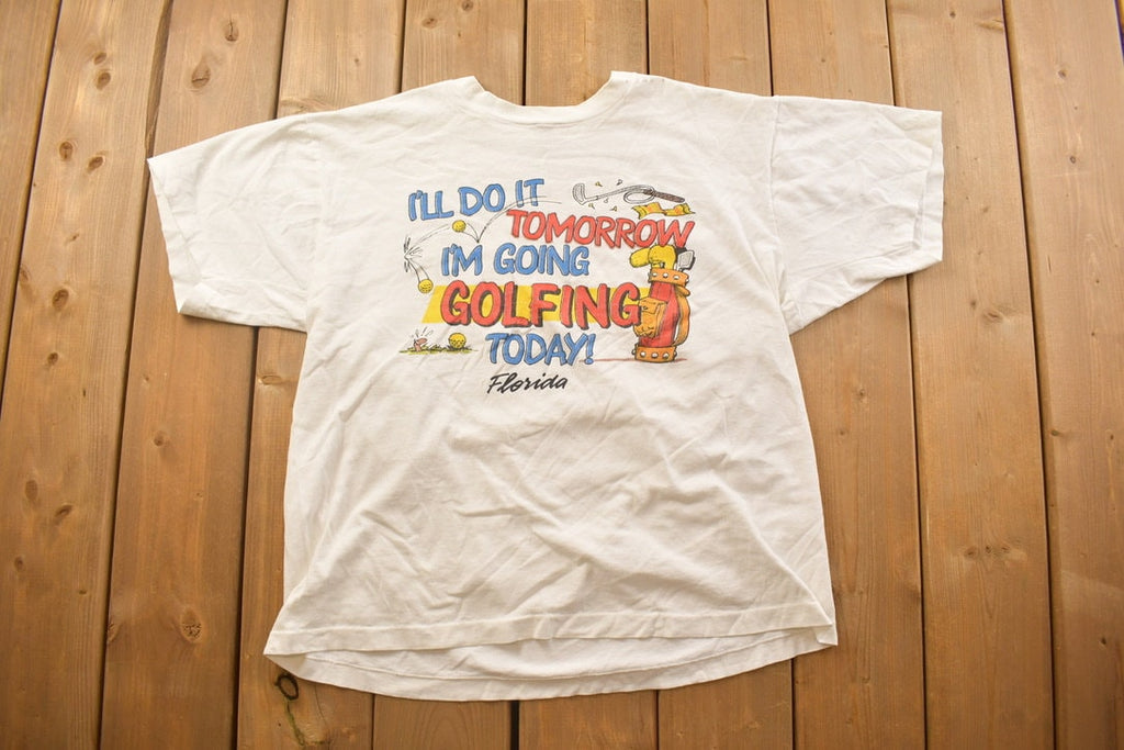 Vintage 1990s Funny Golfing Graphic T Shirt