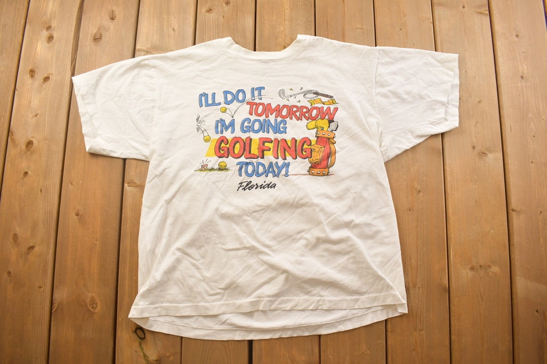Vintage 1990s Funny Golfing Graphic T Shirt