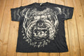 Vintage 1996 Bulldog All Over Print Liquid Blue Graphic T Shirt