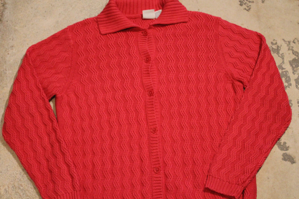 Vintage 1990s 3D Knit Cardigan Sweater /