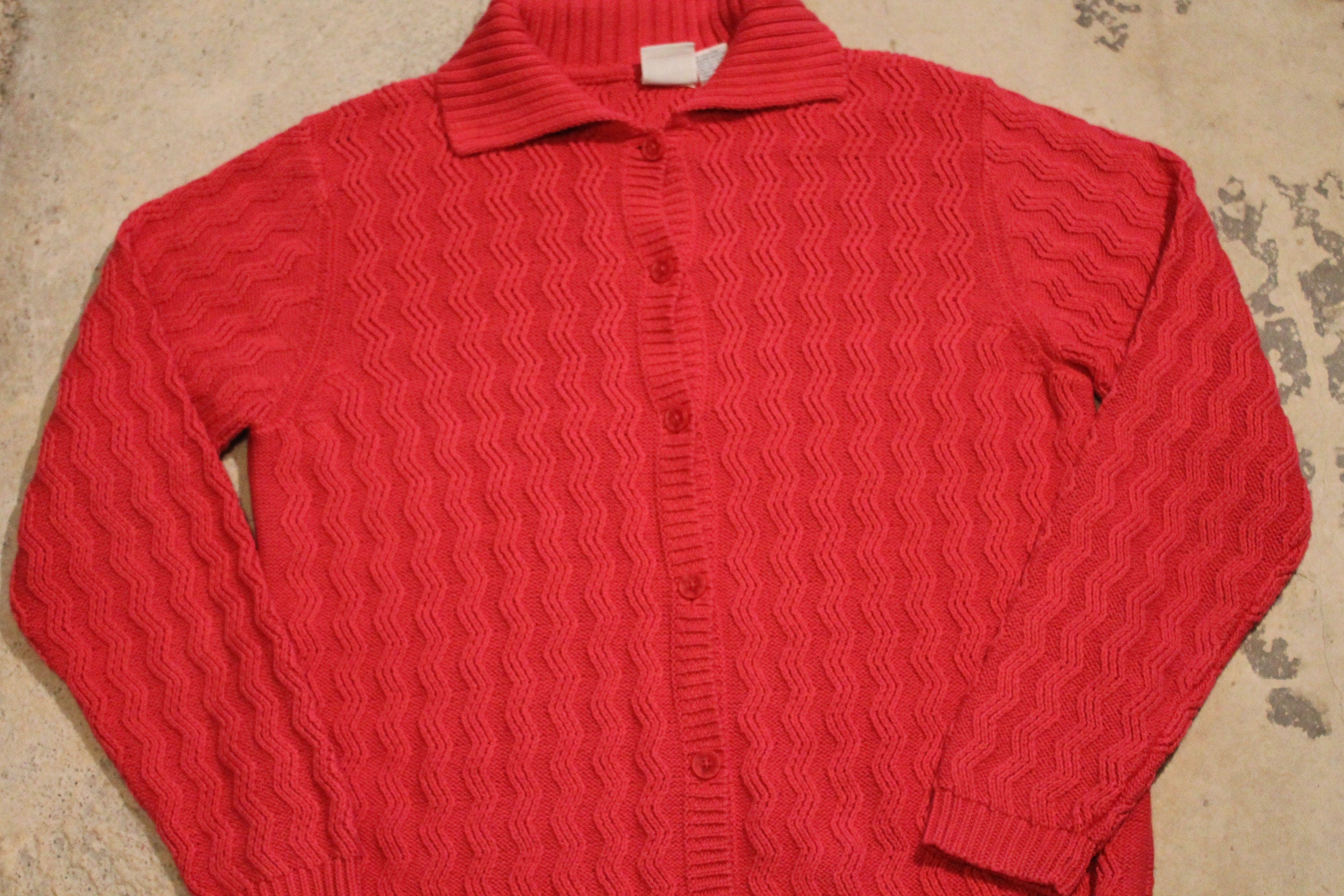 Vintage 1990s 3D Knit Cardigan Sweater