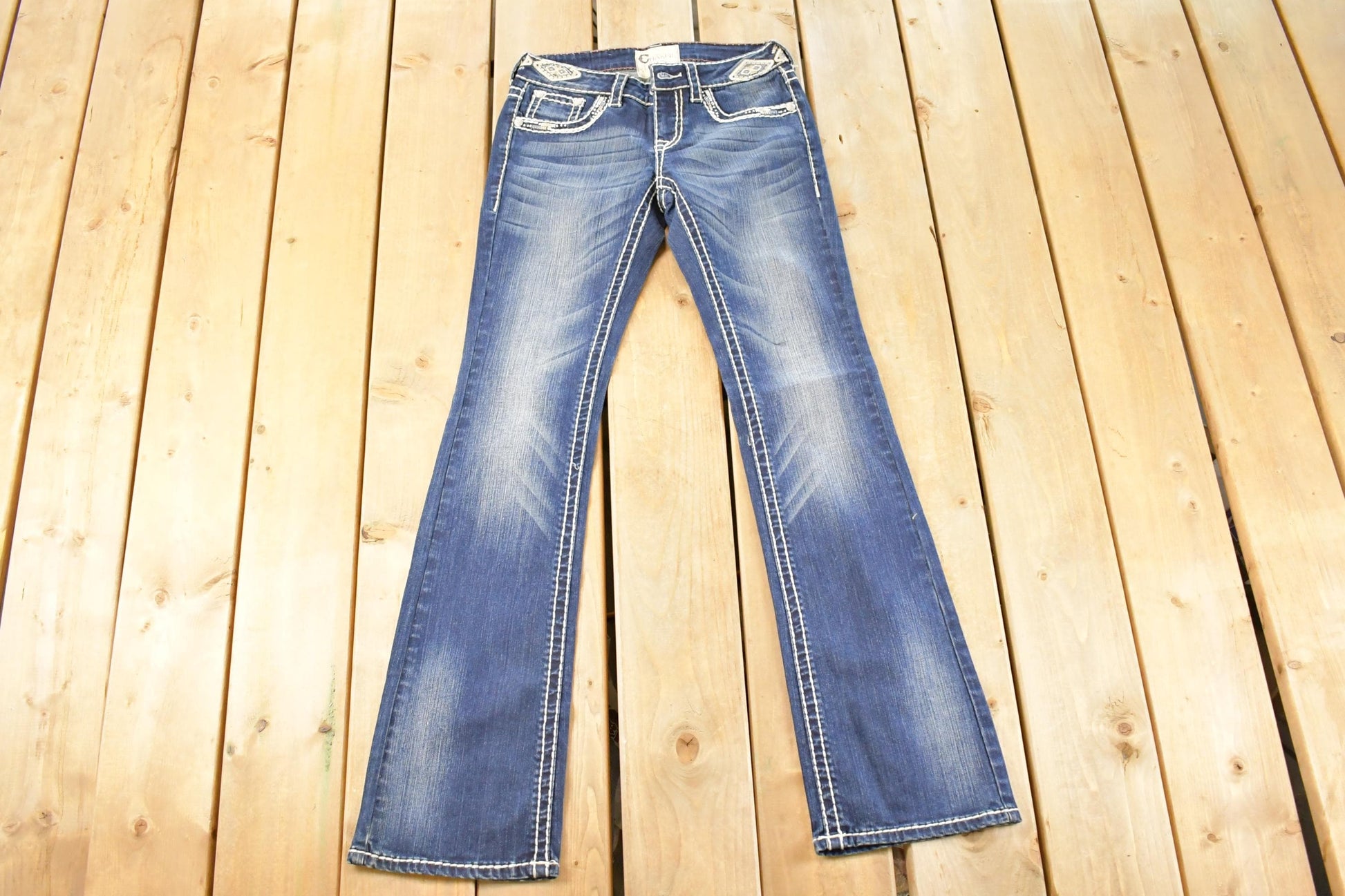 Vintage Deadstock Y2K Charme Bedazzled Low Rise Jeans Women's Size 26 x 32