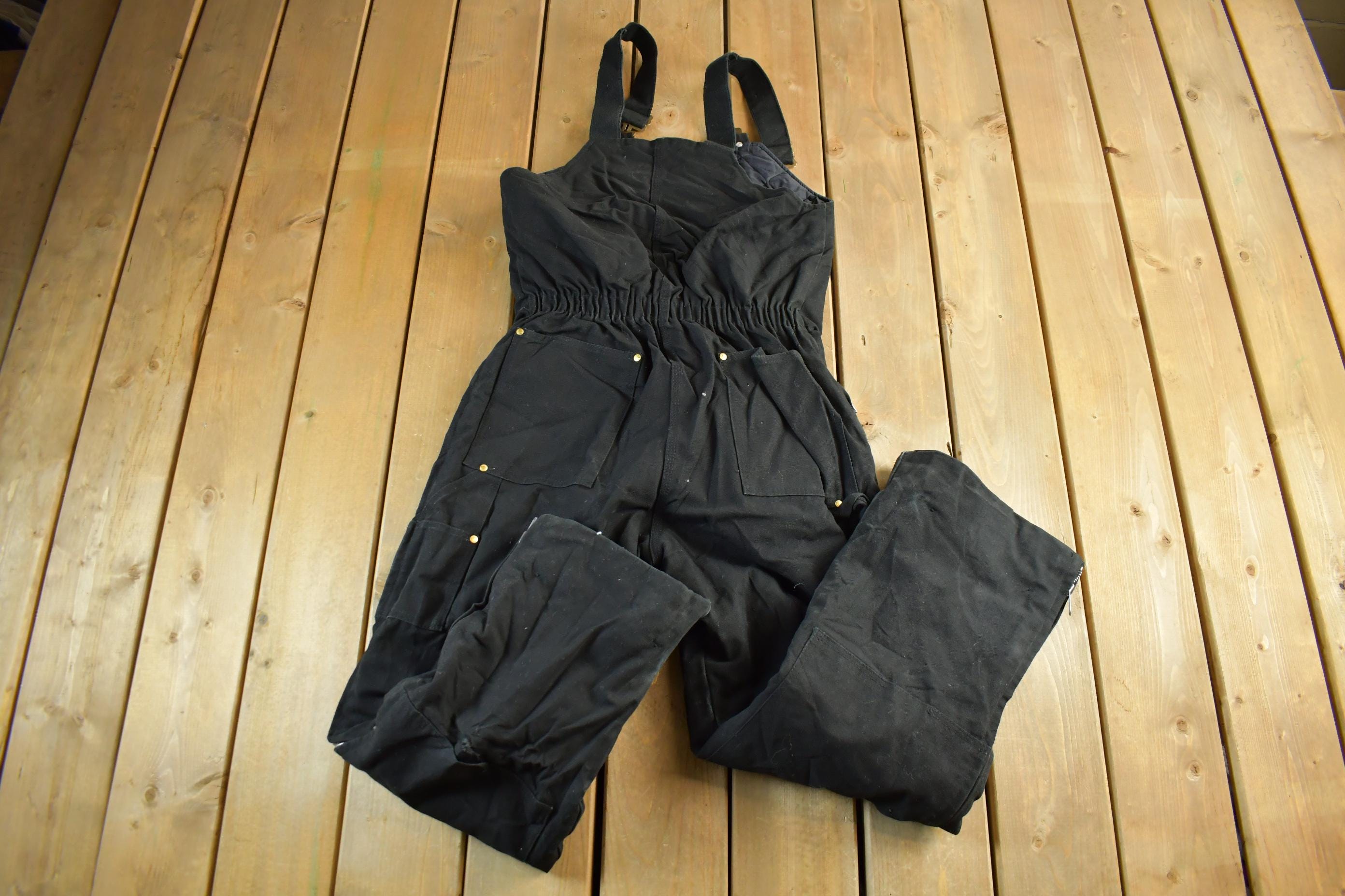Vintage 1990s Tough Duck Double Knee Canvas Overalls Size 30 x 29  Utility Overalls  Sun Faded Distressed  Vintage Workwear