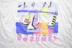 Vintage 1990s Cozumel Mexico Sailing Souvenir T Shirt / Streetwear / Vacation Tee / Travel T Shirt / Neon / colourful / Single Stitch