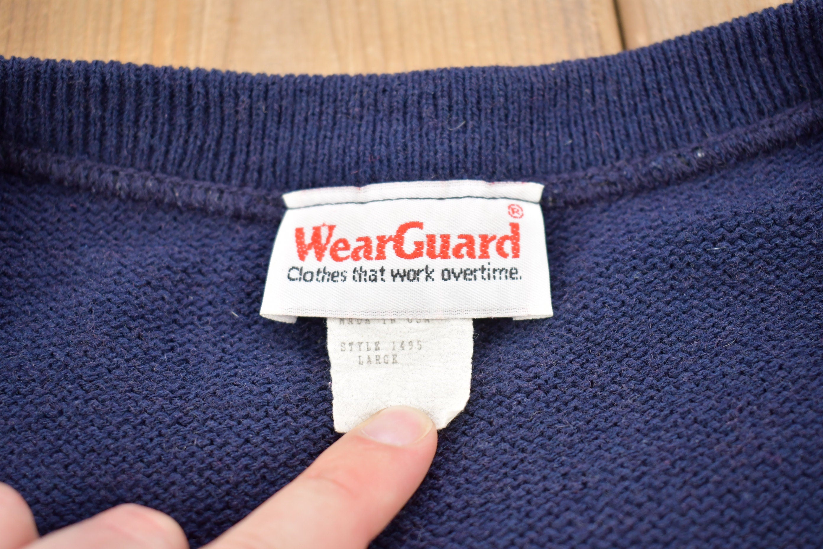 Vintage 1990s Blank Navy Blue Knitted Crewneck Sweater