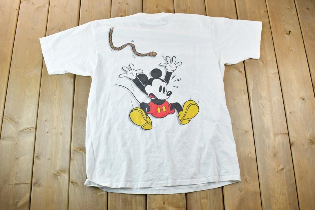 Vintage 1990s Mickey Mouse On A Rope Disney FAB Cartoon Promo T-Shirt
