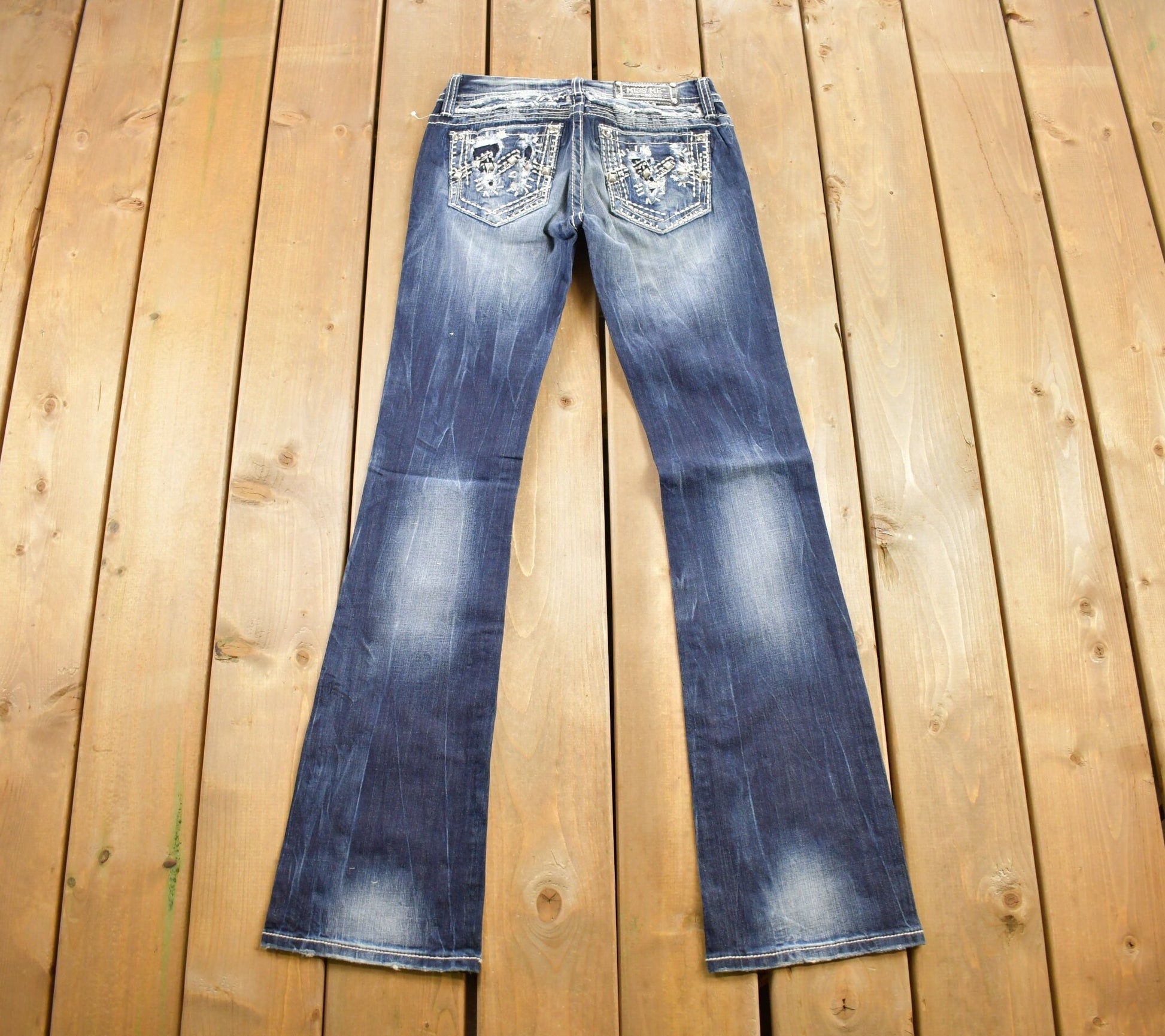 Vintage Y2K Miss Me Bedazzled Low Rise Jeans Size 26x33