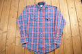 Vintage 1990s Wrangler Blue And Red Plaid Flannel Button Up Shirt
