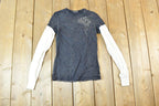 Women Vintage Vigoss Y2K Thermal Sleeve Bedazzled T-Shirt