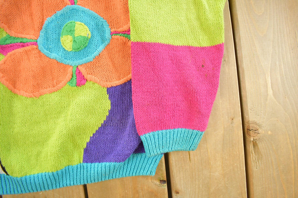 Vintage 1990s Western Connections Floral Knit Sweater Women's Medium