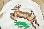 Vintage 1960s Cowichan Shawl Collar Knit Deer Sweater Men's XL