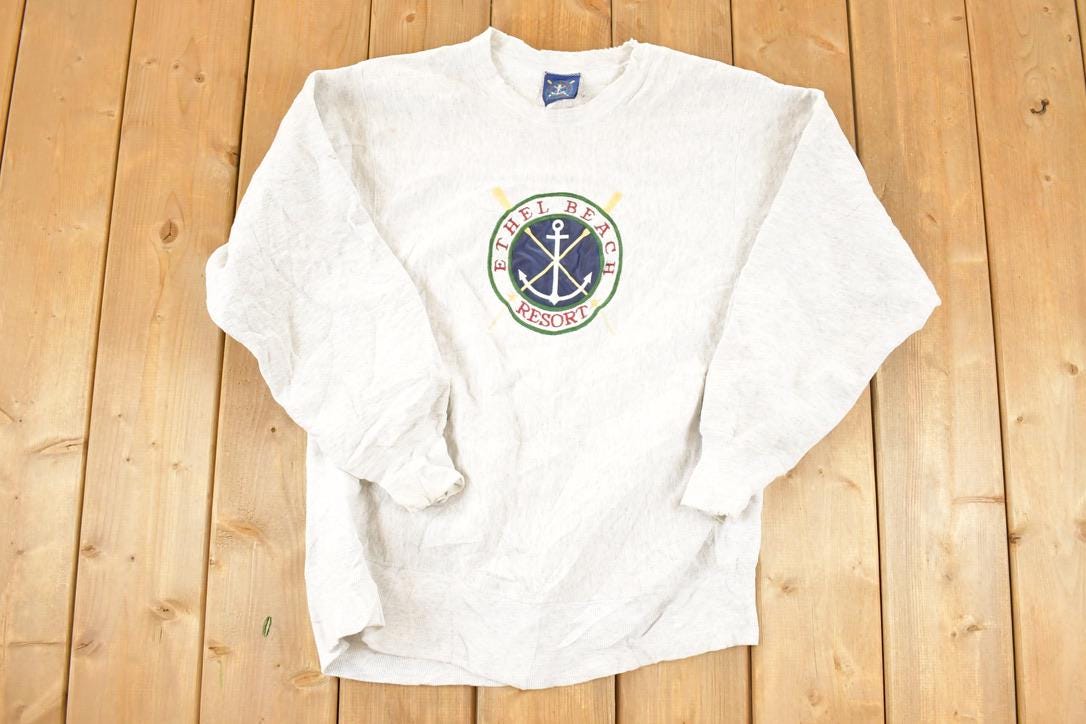 Vintage 1990s Oarsman Ethel Beach Resort Crewneck Sweatshirt Men's M
