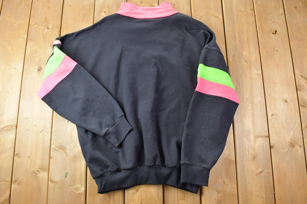 Vintage 1990s Don Cherry's Neon Ski Quarter Zip Crewneck Sweatshirt