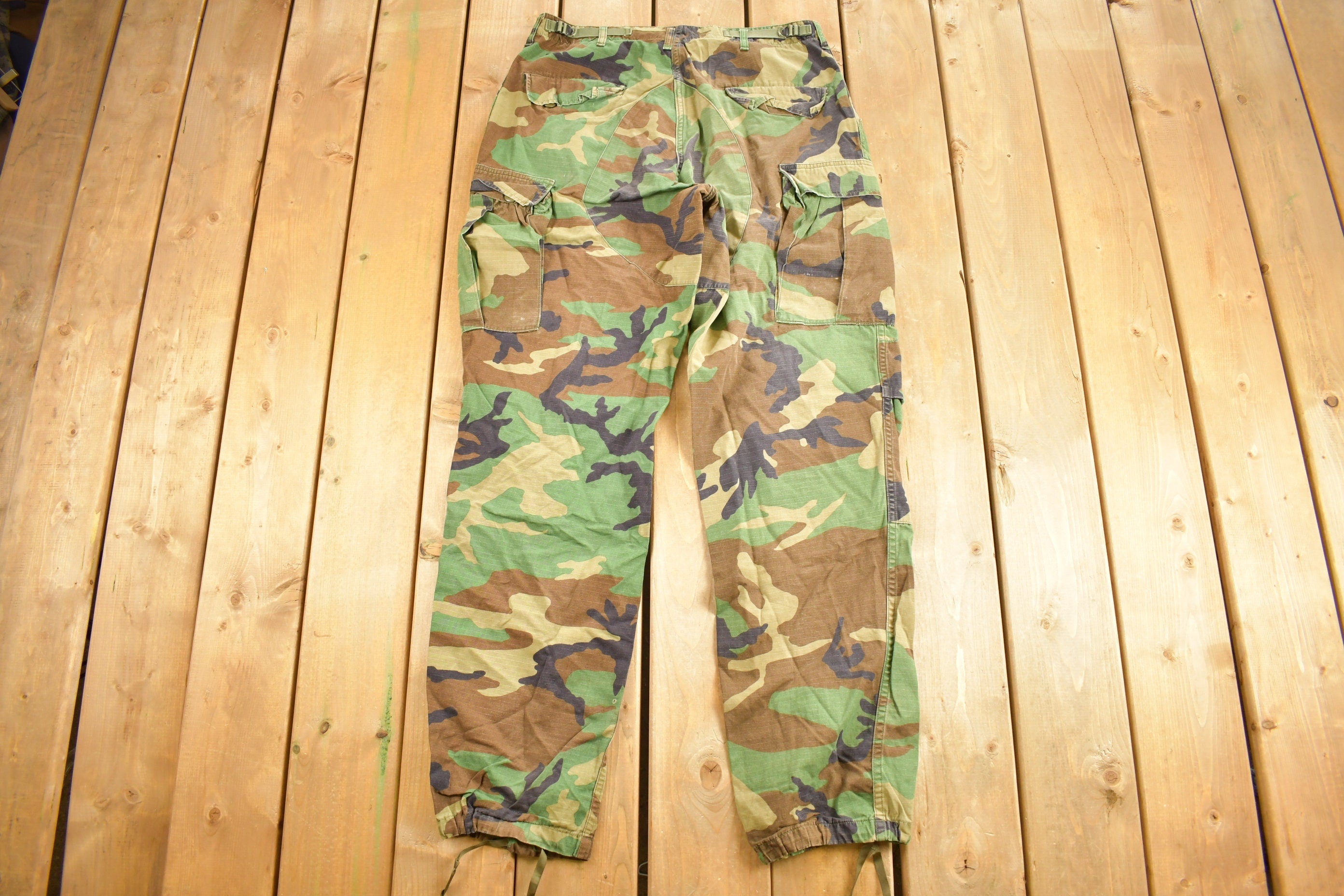 Vintage 1986 Army Woodland Camouflage Cargo Pants Size 26 - 34 x 34.5
