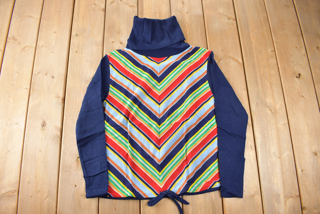 True Vintage 1960s Deadstock Helen Sue Long Sleeve Turtleneck Psychedelic Acyrlic Blouse Knit Sport Top