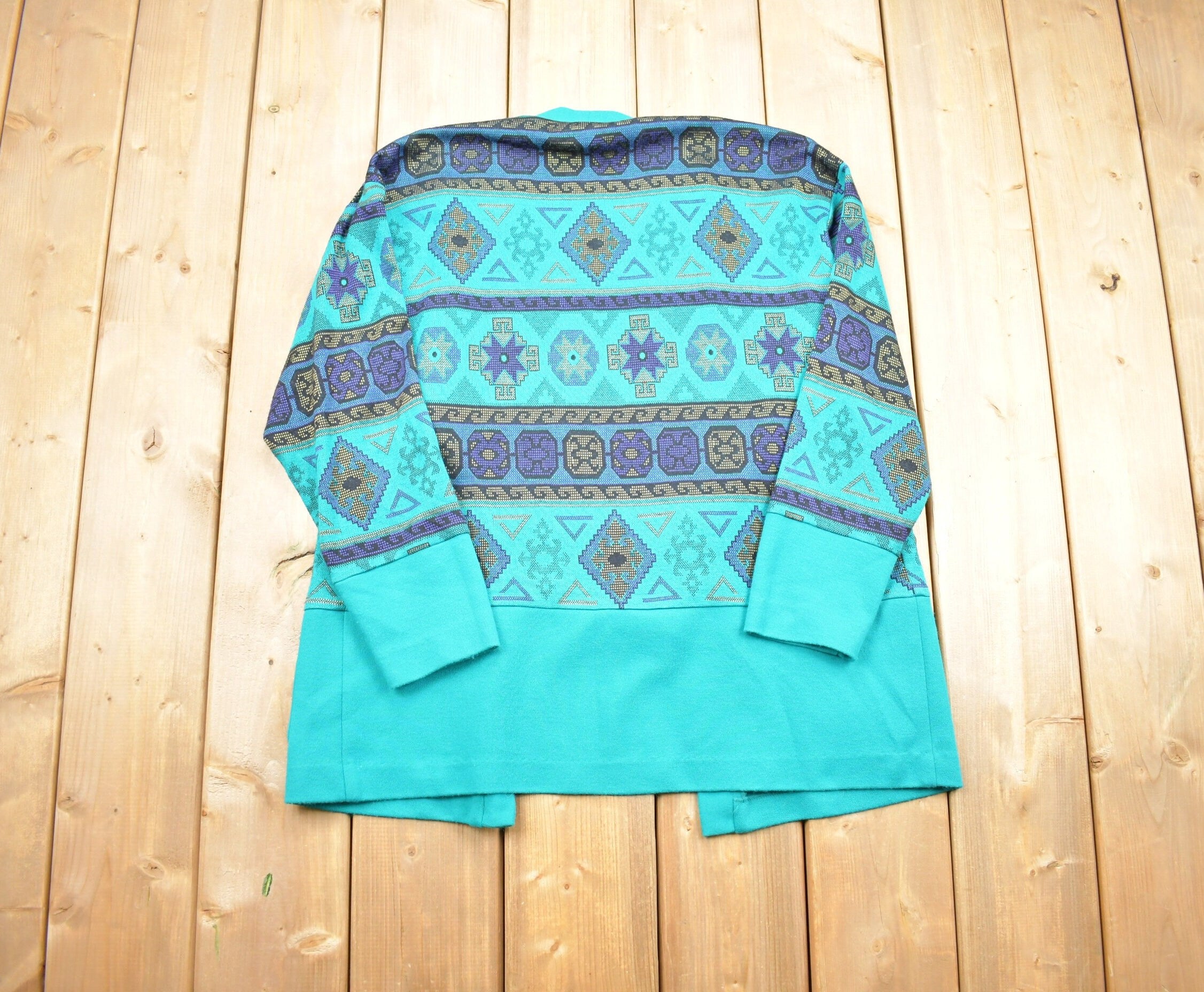 Vintage 1980s Graff Patterned Cardigan Sweater