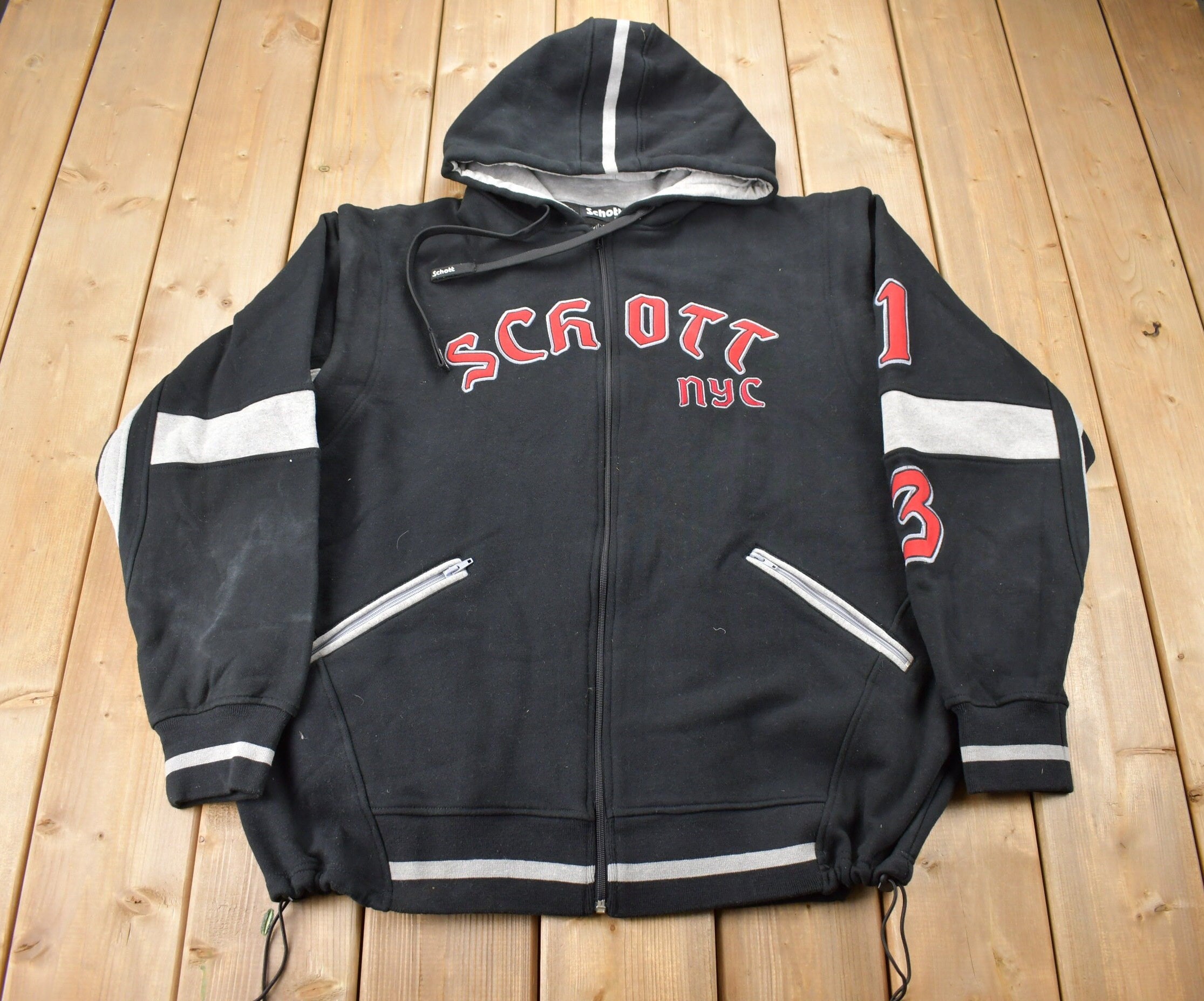 Vintage Deadstock Y2K Schott NYC Embroidered Hoodie