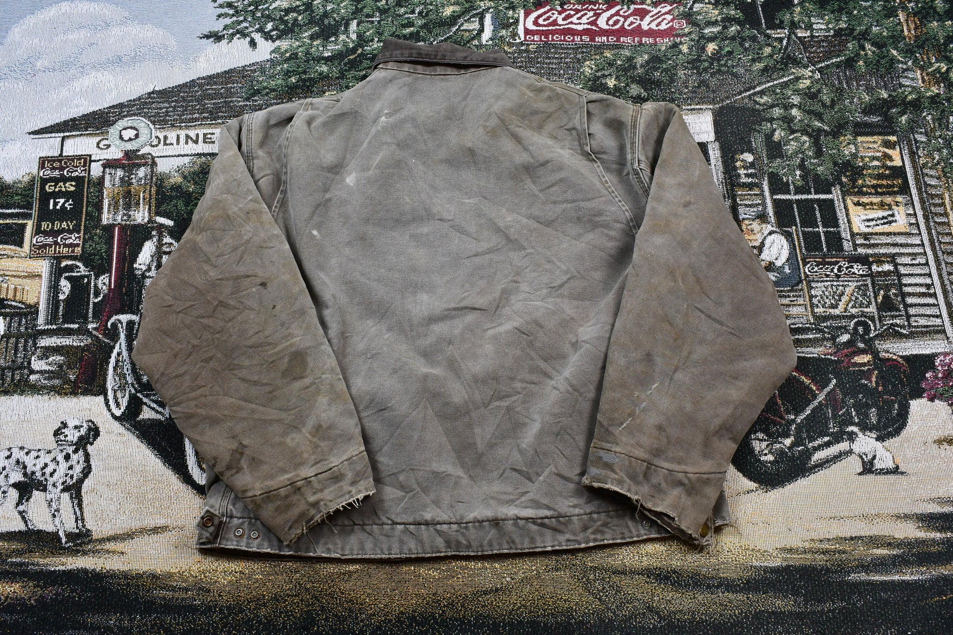 Vintage 1980s Distressed Carhartt Blanket Lined Detroit Jacket