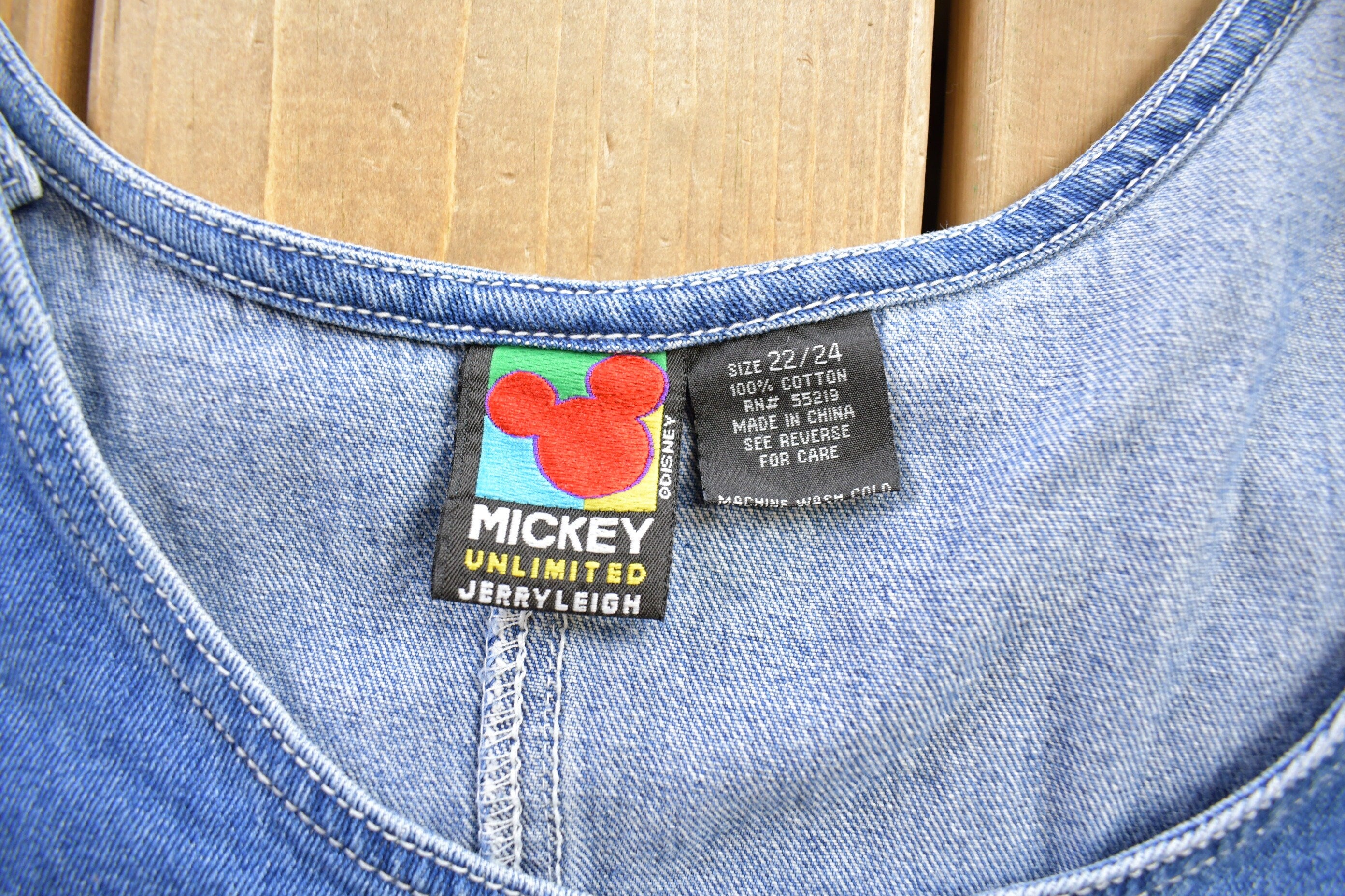 Vintage 1990s Mickey Unlimited Denim Jean Overalls Size 22x24