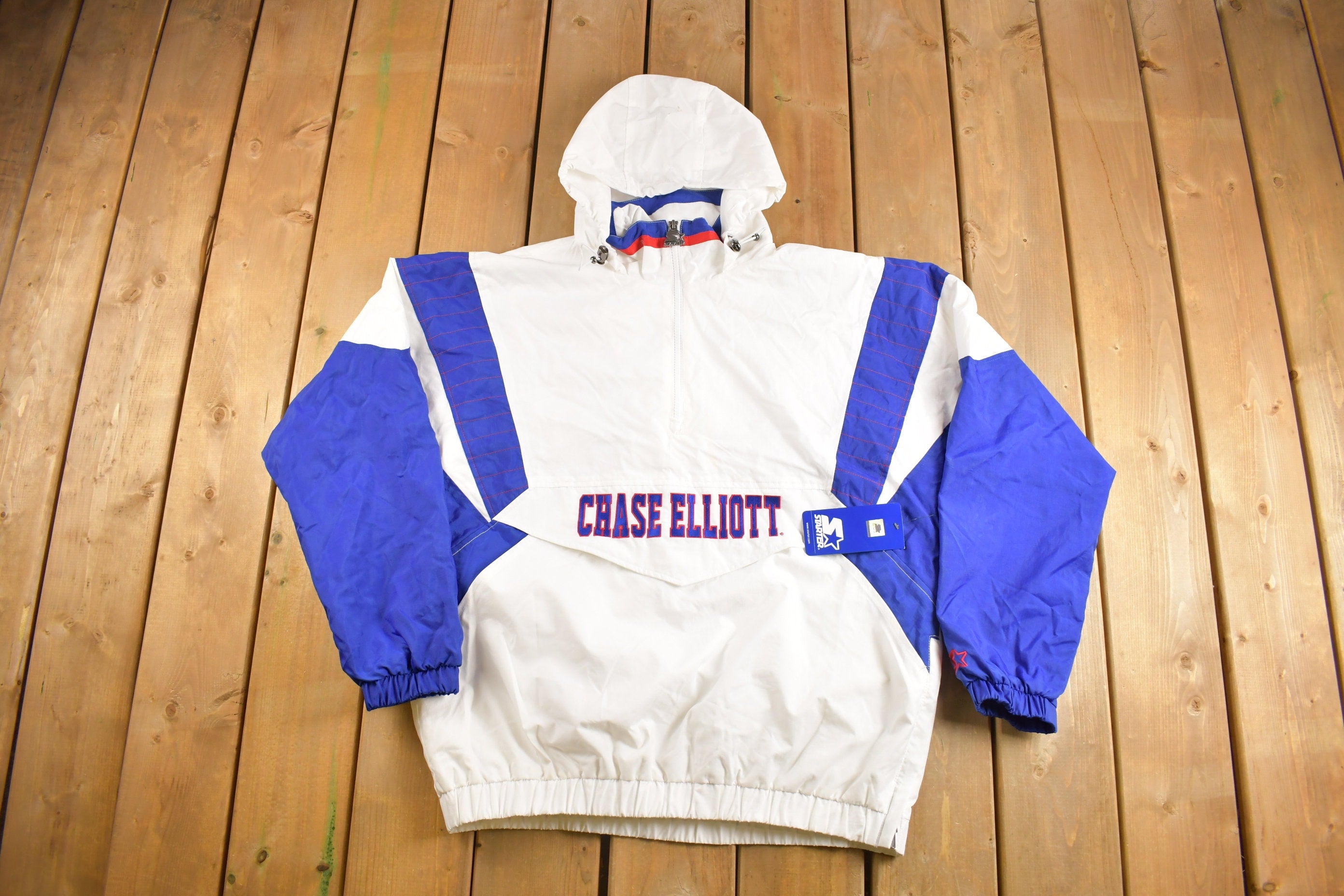 Vintage 1990s Deadstock Chase Elliot Nascar Starter Windbreaker  Streetwear  NWT  Quarter Zip  Color Block