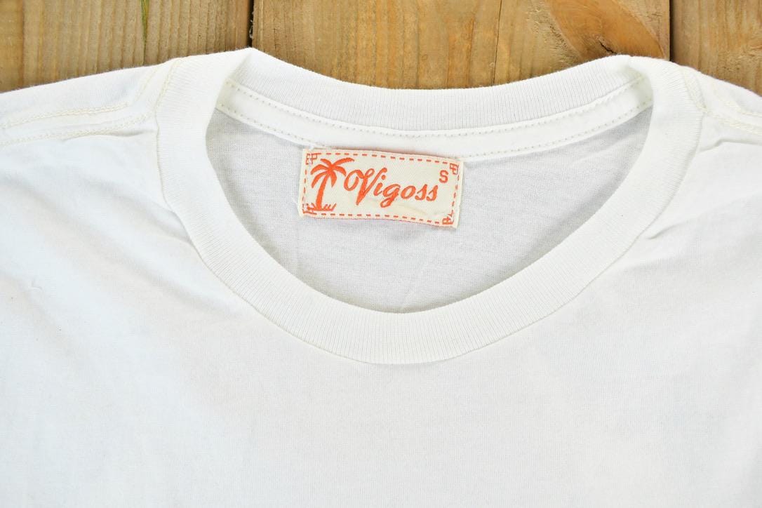Women Vintage Vigoss Y2K Blank White T-Shirt / Vigoss Grunge Skull Print / Contrast Stitch / Internet Famous Clothing / Over Dyed