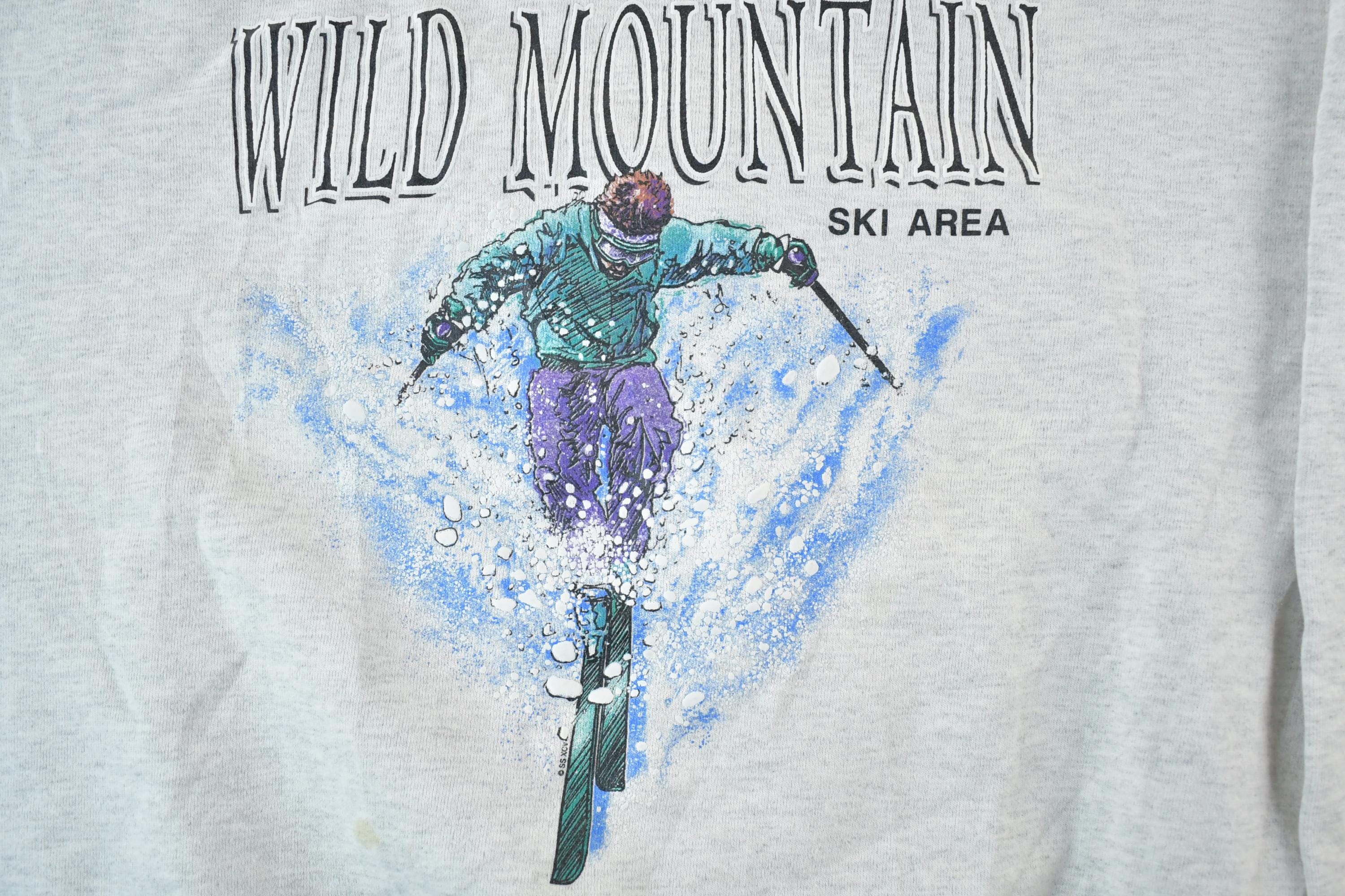 Vintage 1990s Wild Mountain Ski Area Outdoorsman Crewneck Sweatshirt Men's XL