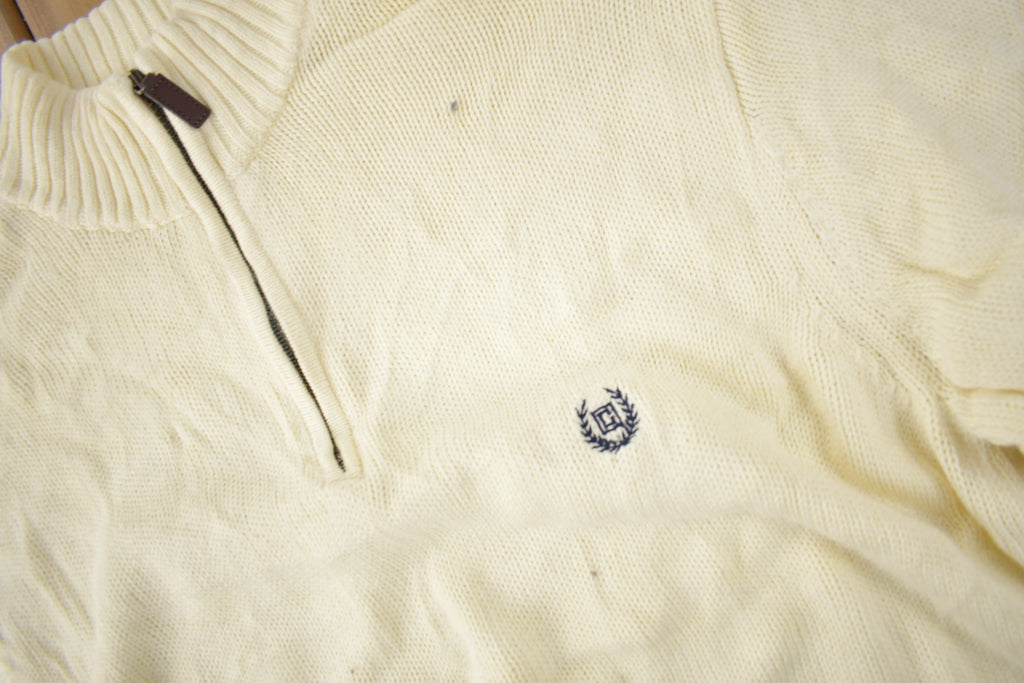 Vintage Y2K Chaps Embroidered Logo Quarter Zip Knit Sweater Size XL