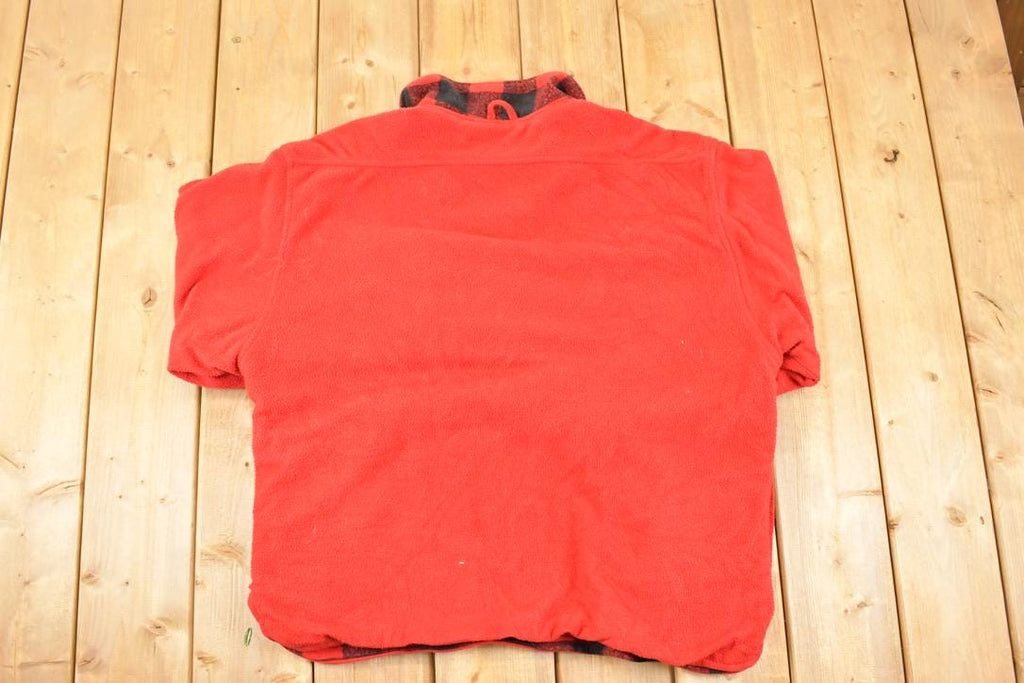 Vintage 1990s Marlboro Unlimited Plaid Collar Quarter Zip Fleece Outdoorsman Sweater Men's XL