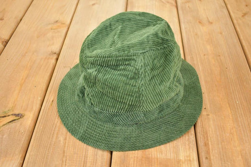 Vintage 1990s Hunter Green Corduroy Bucket Hat Men's L  90's Outdoorsman Cap  Made In USA