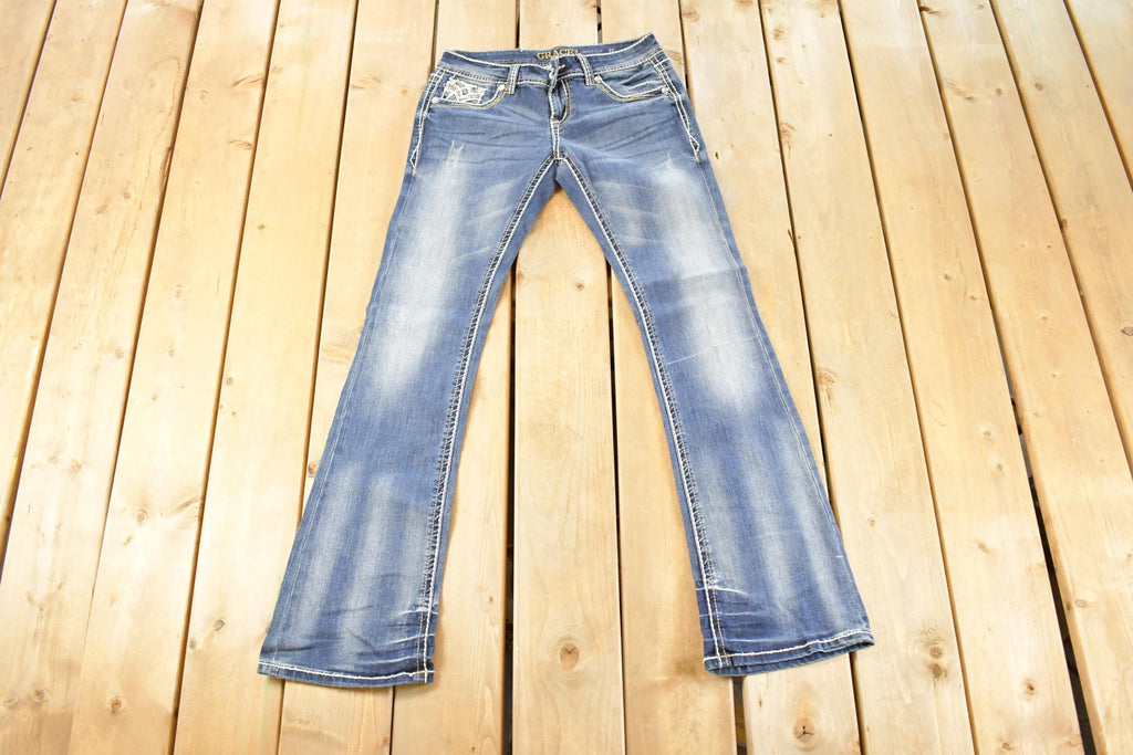 Vintage Deadstock Y2K Grace LA Bedazzled Low Rise Jeans Women's Size 27 x 33