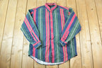 Vintage 1990s Nautica Striped Button Up Shirt Men's M