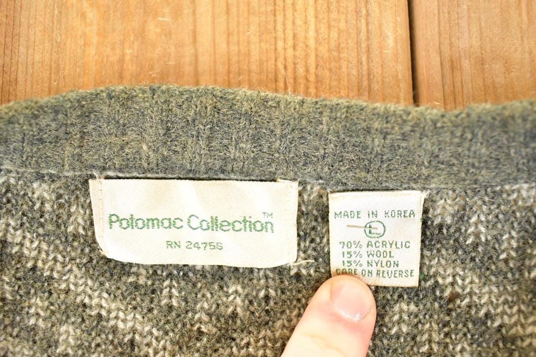 Vintage 1990s Potomac Connection Abstract Knit Cardigan Sweater Mens L