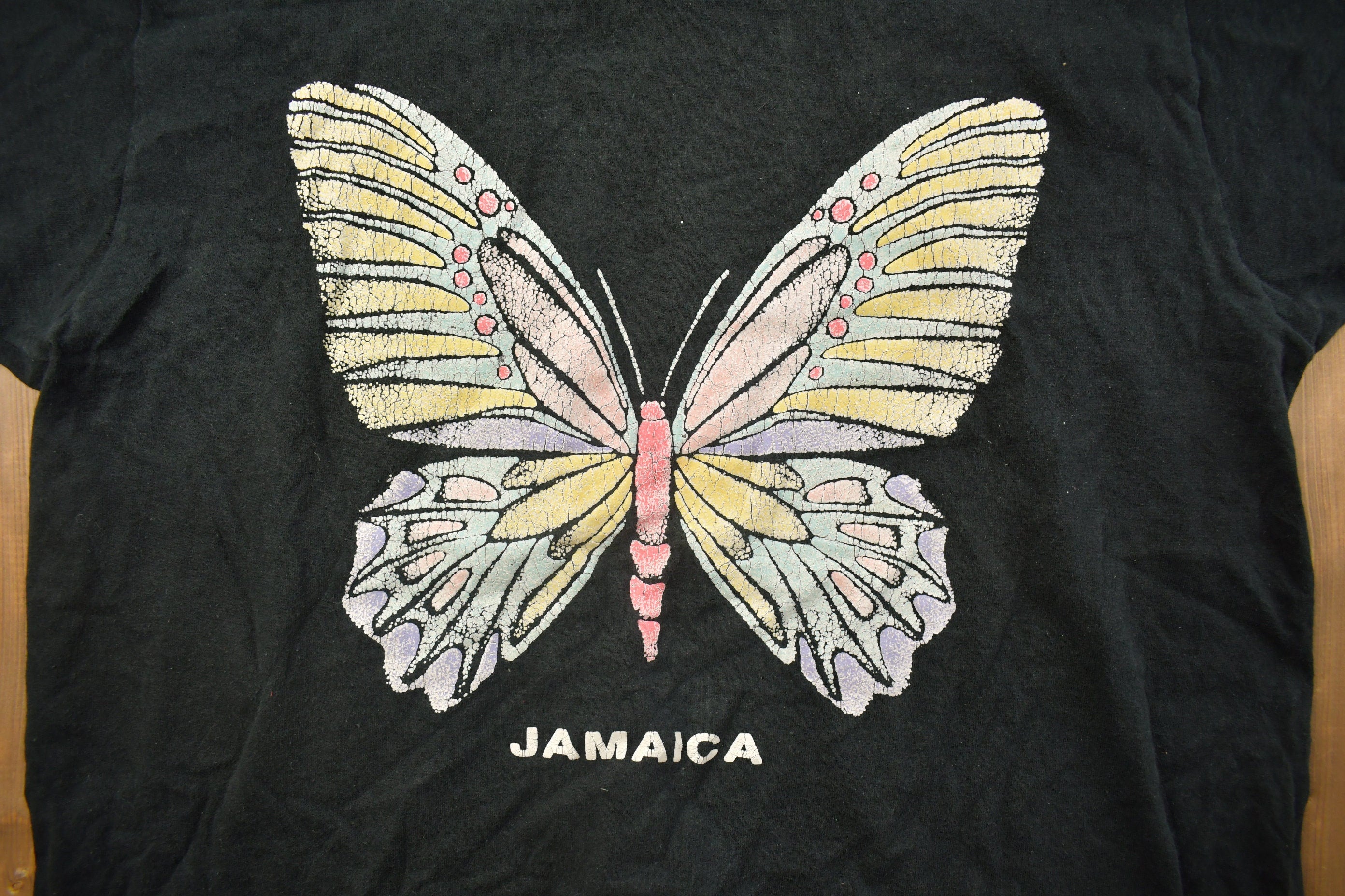 Vintage 1990s Jamaican Butterfly Travel T-Shirt