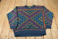 Vintage 1990s Croft & Barrow Patchwork Knit Crewneck Sweater /