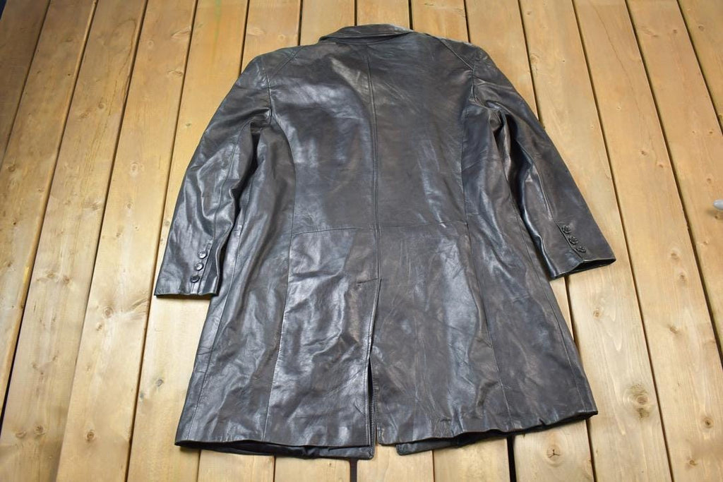 Vintage 1990s Marvin Richards Women's Full Length Leather Trench Coat Made In USA