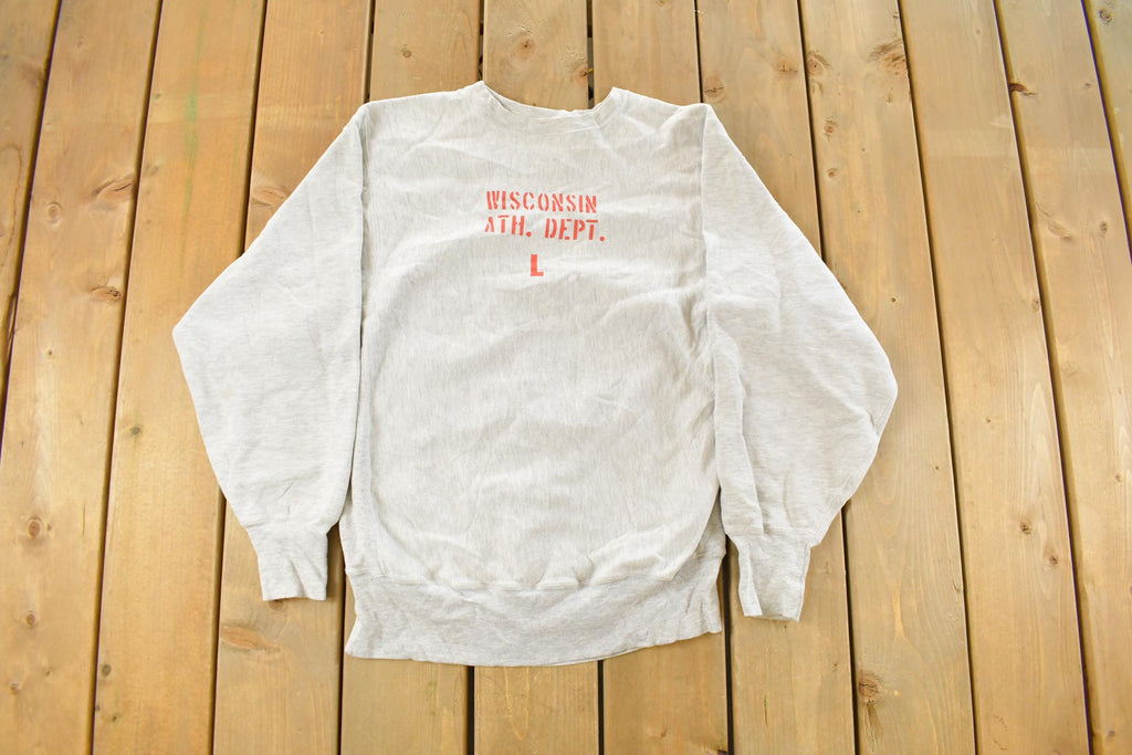 Vintage 1990s Champion Reverse Weave Wisconsin Ath. Dept Crewneck Sweatshirt Men's Large