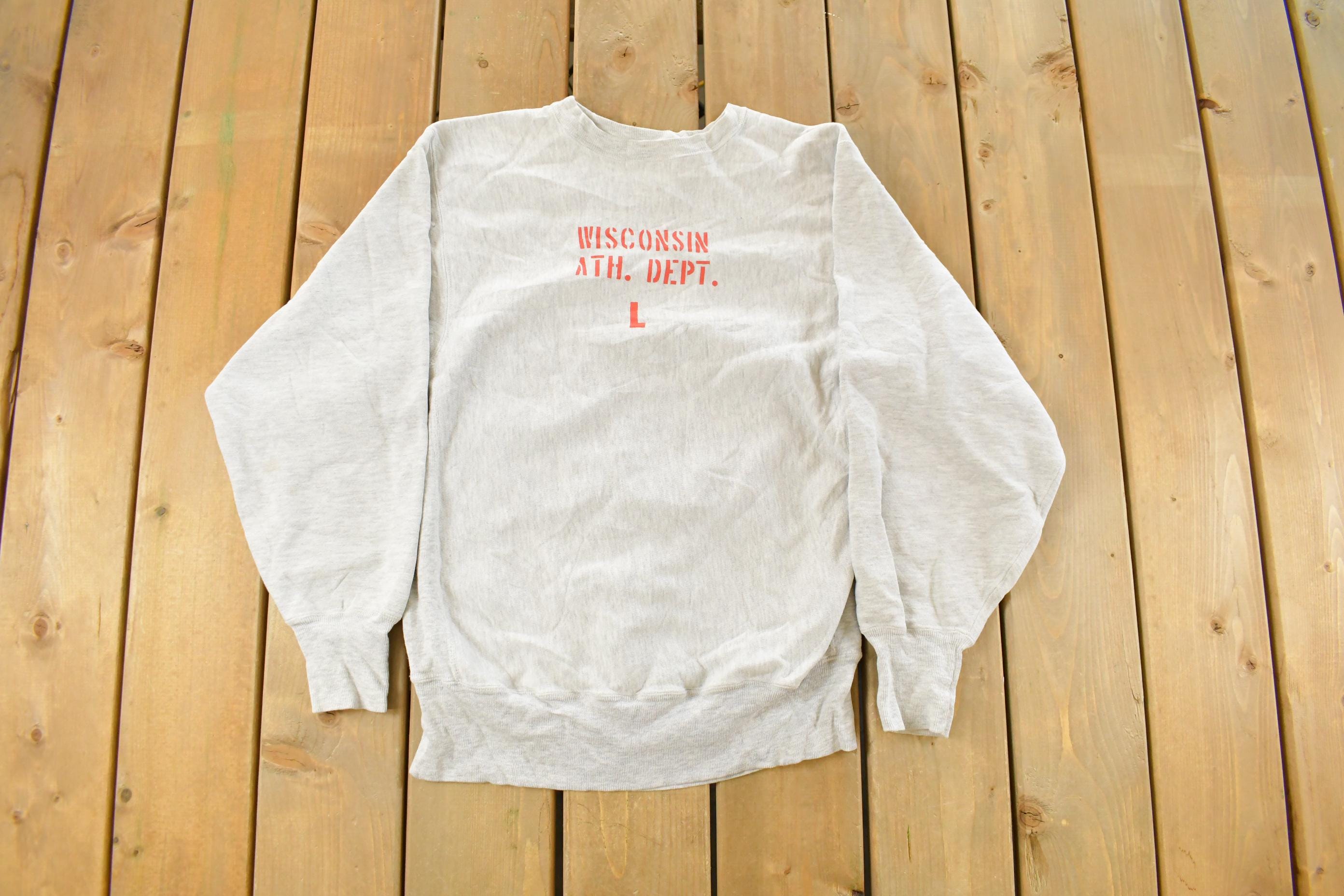Vintage 1990s Champion Reverse Weave Wisconsin Ath. Dept Crewneck Sweatshirt Men's Large