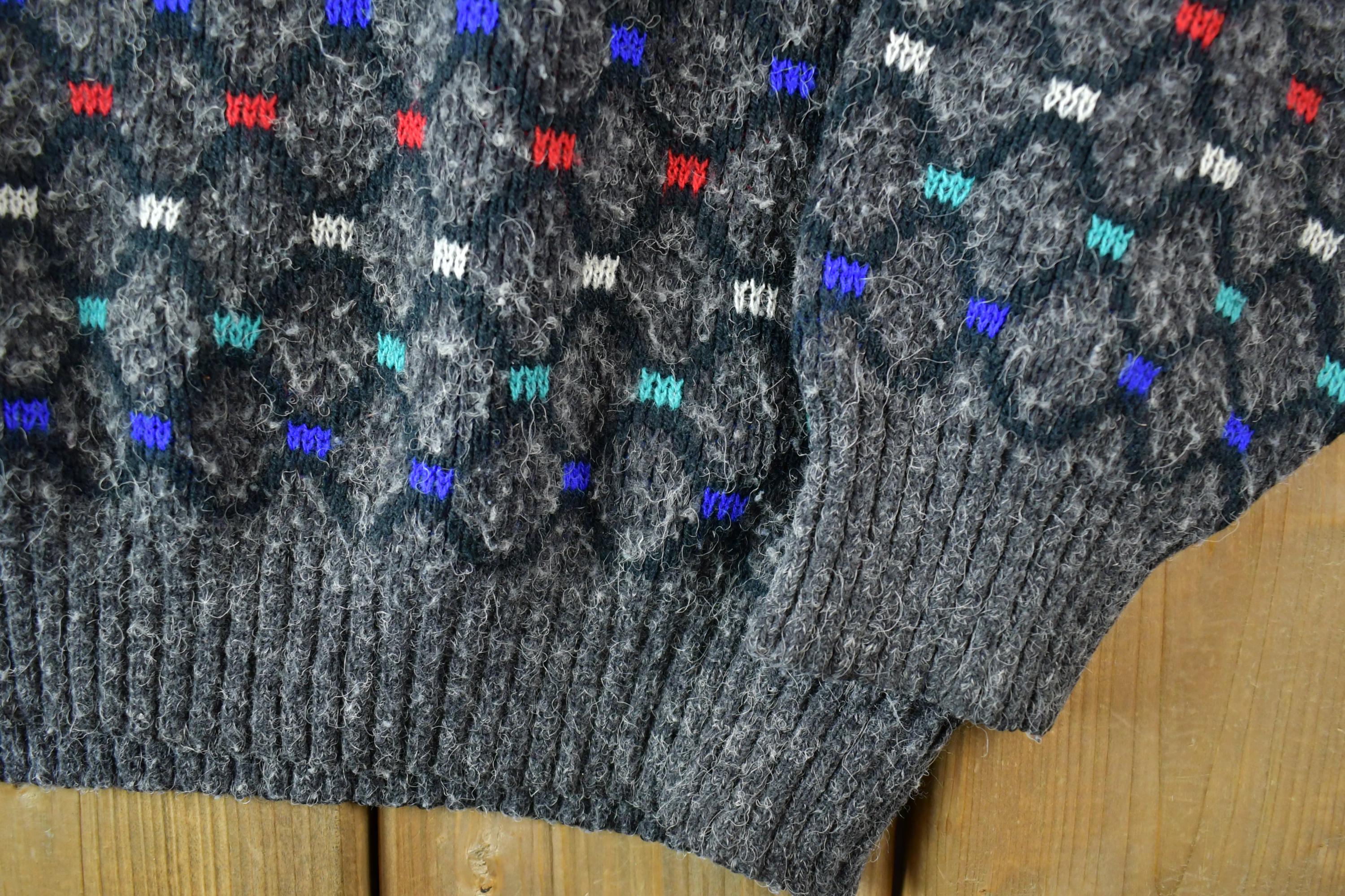 Vintage 1990s INNO UOMO Knit Abstract Pattern Crewneck Sweater