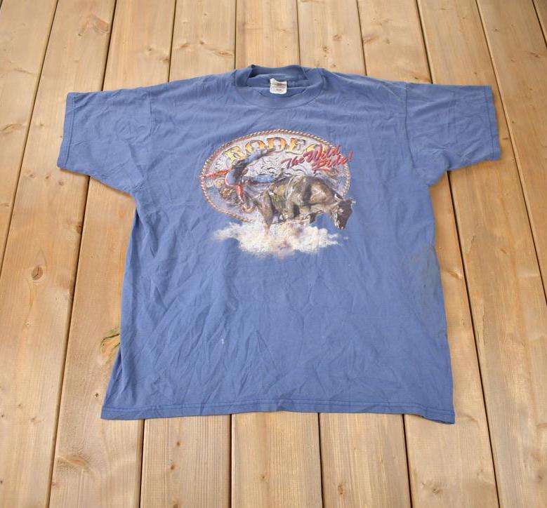 Vintage 1990s Rodeo The Wild Ride Graphic T Shirt Made In USA